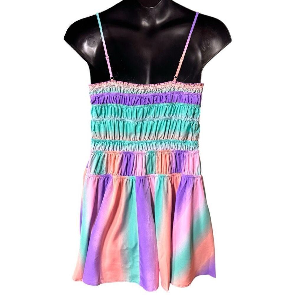 Smocked Button-Front Mini Sundress | Pockets |Pastel Rainbow | Davi & Dani - Picture 8 of 16